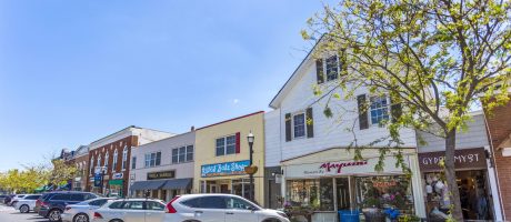 Cars parked outside shops in Lewes