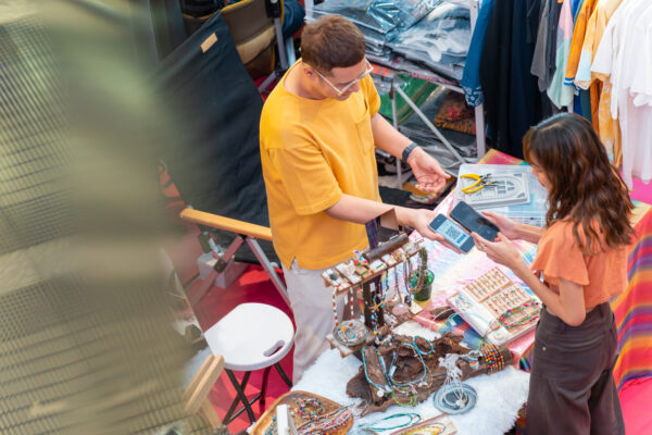 Customer buying handmade jewellery - Beacon Inn